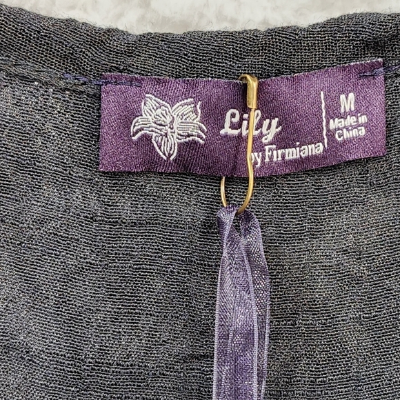 Lily By Firmiana Women's Ruffle Floral Lace Trim Tunic Top- M - Picture 3 of 7